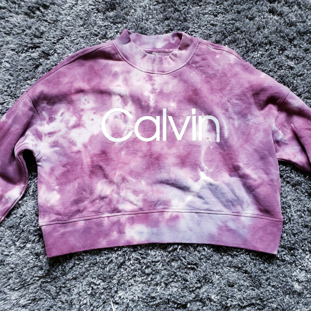 Calvin Klein Sunburst Tie Dye Cropped Sweatshirt - Picture 6 of 6